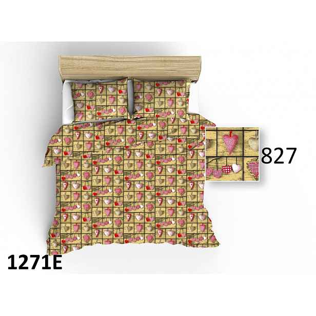 Povlečení 140x200 srdíčka béžová červená růžová
