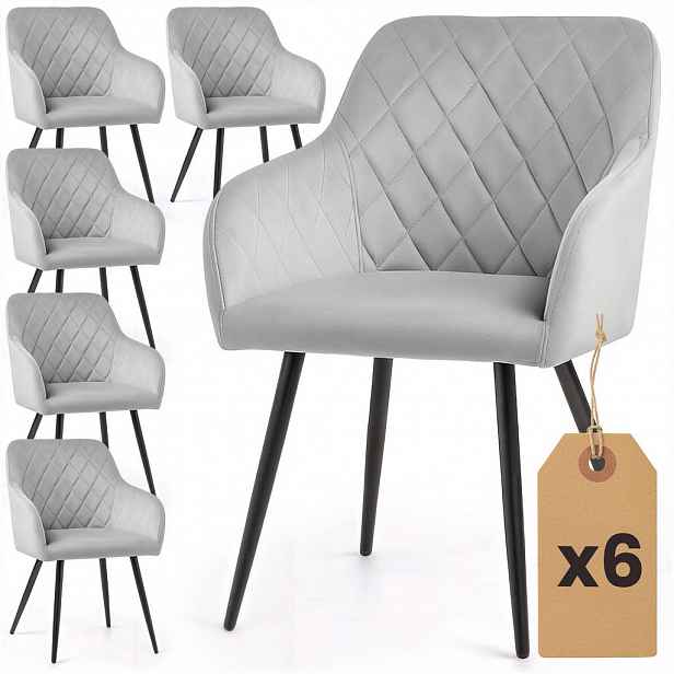 RAUMHIRSCH FURNITURE ČALOUNĚNÁ ŽIDLE, sada 6 ks, kovové nohy šedé, černá 54,5/82/58