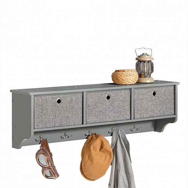 SoBuy NÁSTĚNNÝ VĚŠÁK Šedá 100x20x31cm Funkční