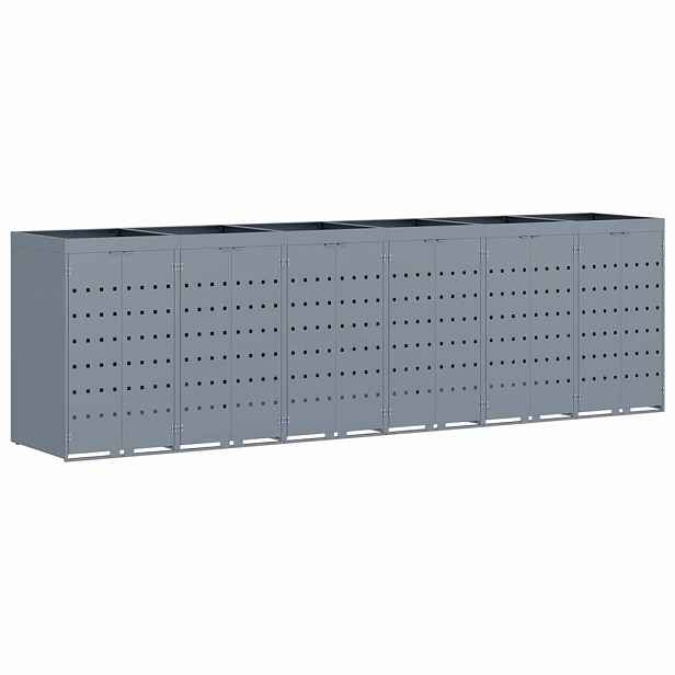 vidaXL Úložný box na 6 popelnic Světle šedá 408 x 77,5 x 121,5 cm