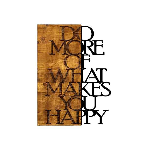 Wallity Nástěnná dřevěná dekorace HAPPY hnědá/černá