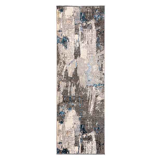 Koberec Běhoun šedý 70x150 cm, abstraktní, moderní, měkké podlahové vytápění