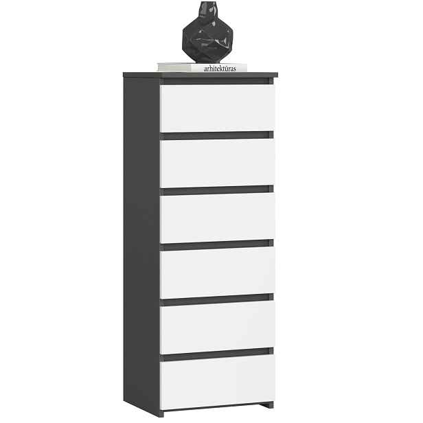 Ak furniture Komoda CL6 40 cm grafitově šedá/bílá