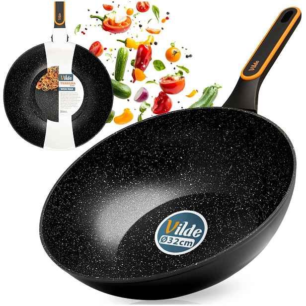 Granitový Wok velká hluboká pánev na smažení dušení 32 cm Vilde