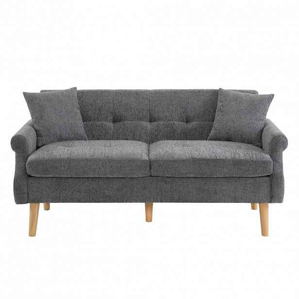 Redom DVOUMÍSTNÁ pohovka 162/74/77 cm s 15 cm sedákem a polštáři, žinylka, Šedá