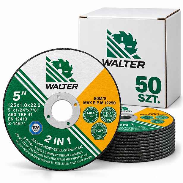Řezací kotouč na kov 125x1.0x22.23 mm Inox ocel 50 kusů sada Walter
