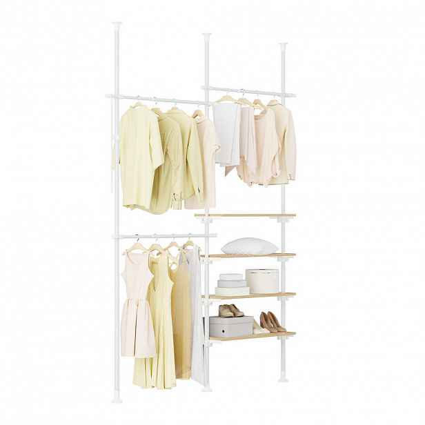 SoBuy STOJACÍ VĚŠÁK se 4 policemi Bílá 151x54x214cm Minimalistický