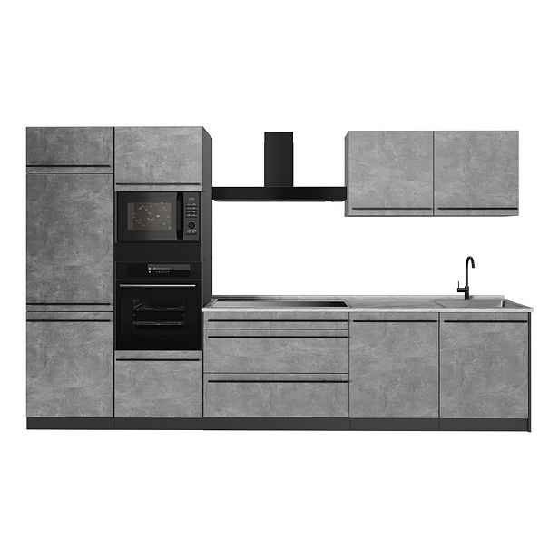 Vicco KUCHYŇSKÝ KOUT R-Line, Beton/Antracit, 340 cm bez pracovní desky