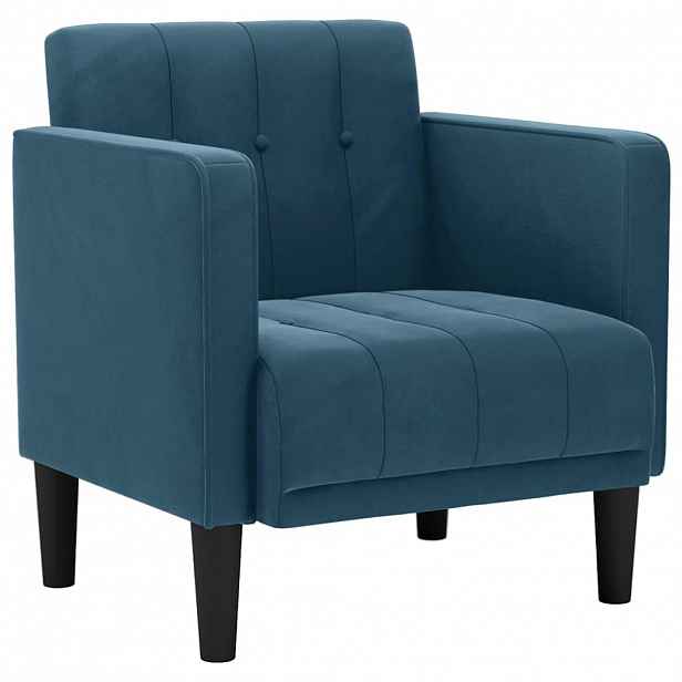 vidaXL Rozkládací křeslo s područkami, modré, 53 cm, samet