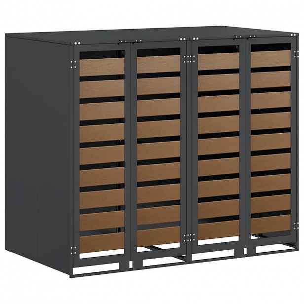 vidaXL Úložný box na 3 popelnice Ocel Antracit
