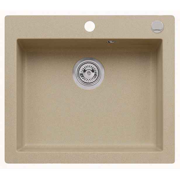 Alveus Cortina - Granitový dřez 57x50 cm, s ovládáním odtoku, beige 1133446