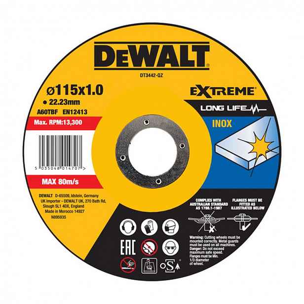 DeWALT - Řezný kotouč na nerezovou ocel 115x22,23 mm DT3442