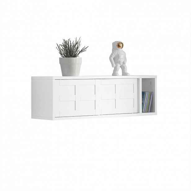 SoBuy NÁSTĚNNÝ VĚŠÁK se 2 dveřmi Bílá 75x20x23cm Minimalistický