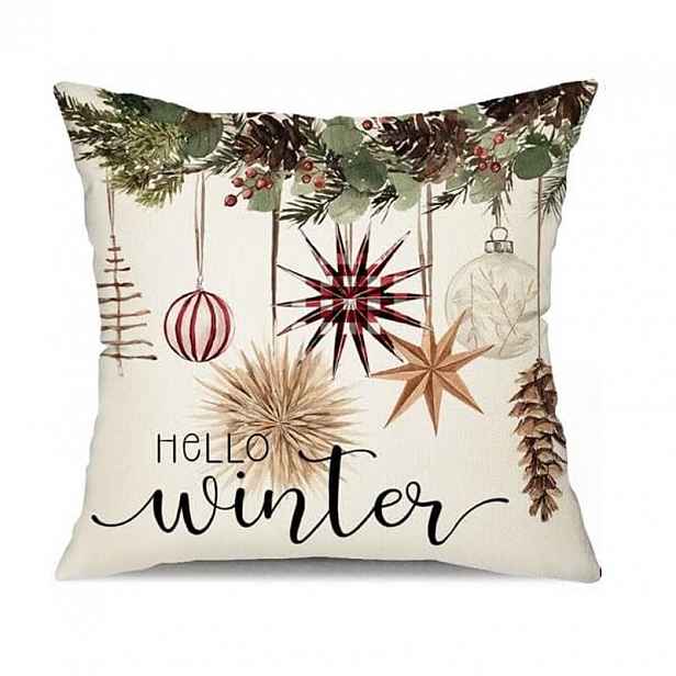Vánoční povlak na polštář BOHO WINTER 45x45 cm, krémový