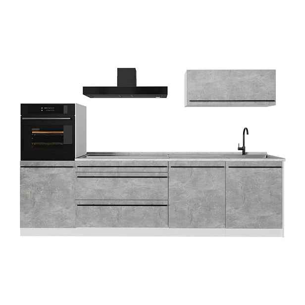 Vicco KUCHYŇSKÝ KOUT R-Line, Beton/Bílá, 280 cm pracovná doska Mramor