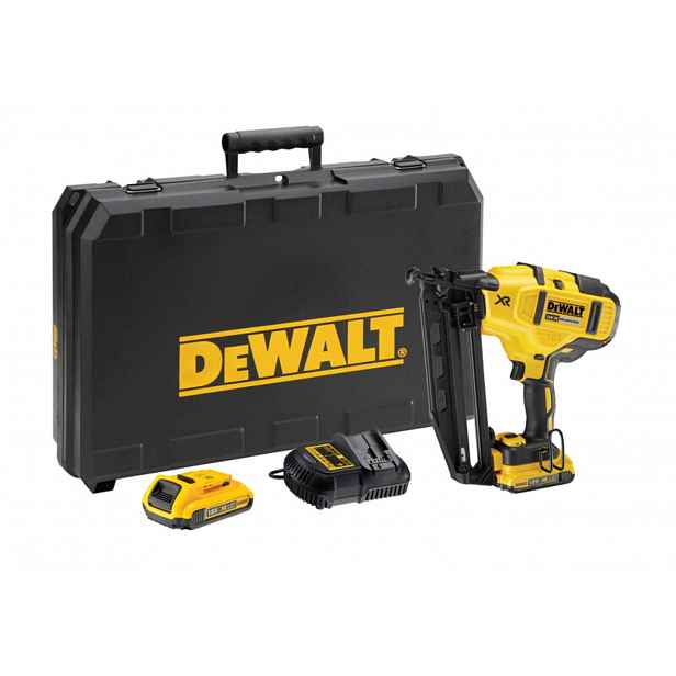 DeWALT - 18V AKU hřebíkovačka 32-63 mm, 2x aku 2,0 Ah Li-Ion, nabíječka DCN660D2