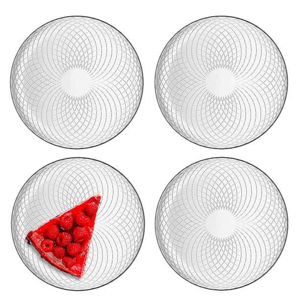 Dezertové Talíře 4 Ks 17,4 CM Skleněné Průhledné Geometrické