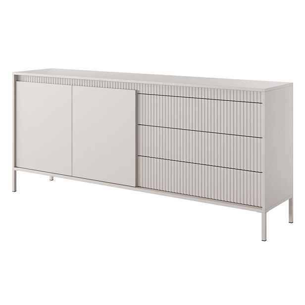MASSENO KOMODA SENSATO, 187/81/40 cm se 3 zásuvkami a 2 dvířky, béžová