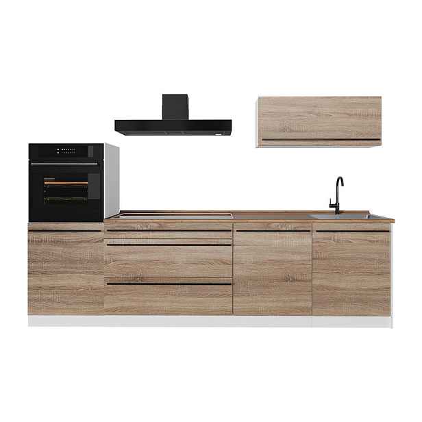 Vicco KUCHYŇSKÝ KOUT R-Line, Sonoma/Bílá, 280 cm pracovná doska Dub Goldkraft