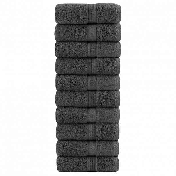 vidaXL Prémiové ručníky pro hosty SOLUND 10 ks antracitové 30x50 cm 600 g/m²