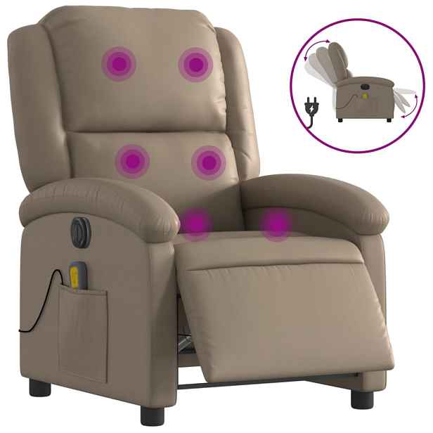 vidaXL Elektrické masážní polohovací křeslo cappuccino umělá kůže