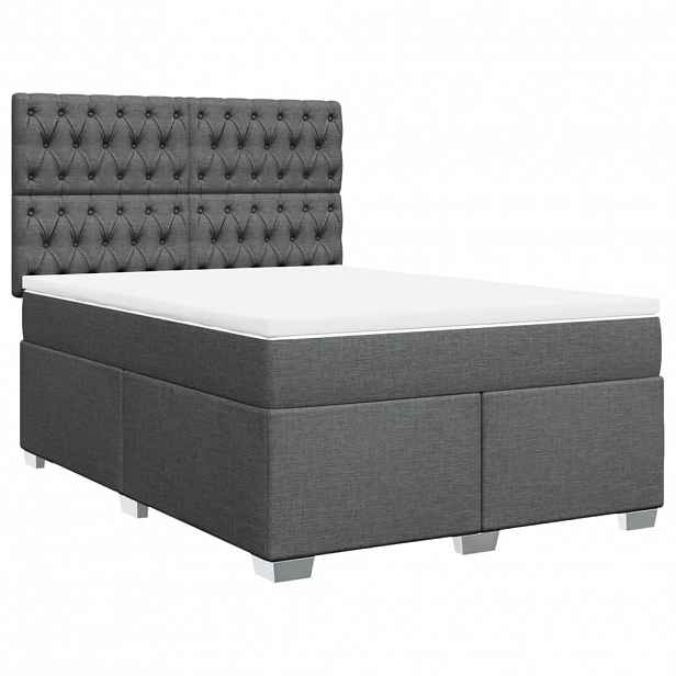 vidaXL Box spring postel s matrací tmavě šedá 140x200 cm textil