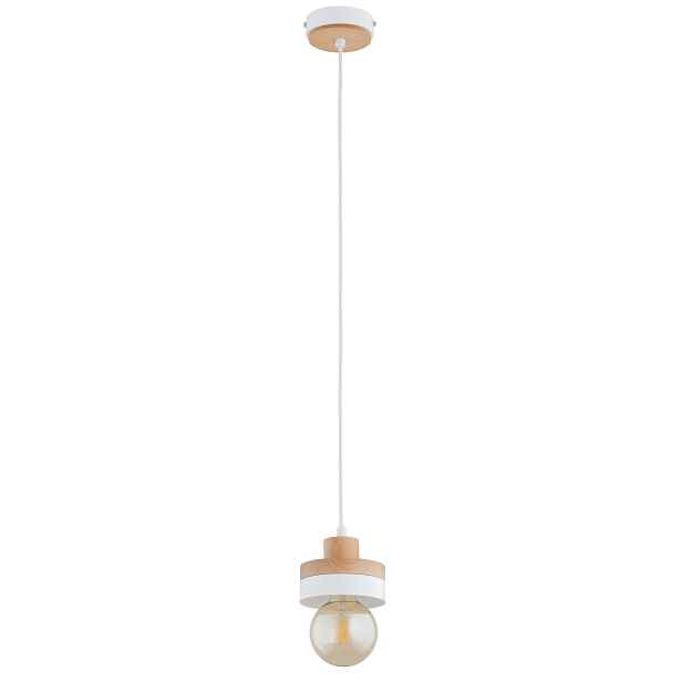 Alfa Larso závěsná lampa bílá-dřevěná 1xE27 IP20 90 cm
