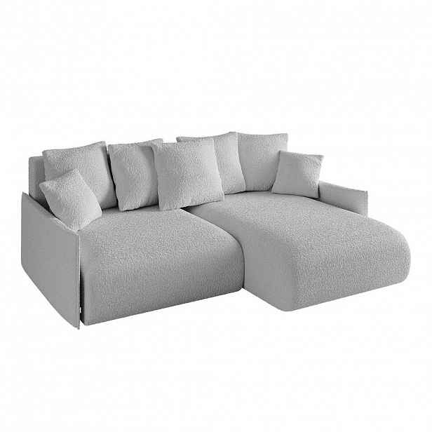 ALTDECOR ROHOVÁ SEDACÍ SOUPRAVA s otomanem vpravo ONESK-L -v1 216x177x72 Světle šedá buklé
