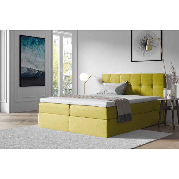 Čalouněná postel s úložným prostorem 120x200 RECIVIO - žlutá