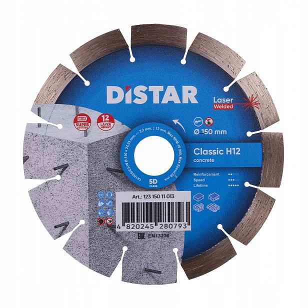 Diamantový kotouč Distar Classic H12 pro řezání betonu o průměru 150 mm