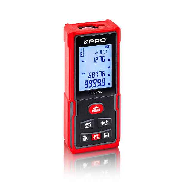 Laserový dálkoměr DL-E100 Pro 100 m LCD 8000 měření Pouzdro Pásek Baterie