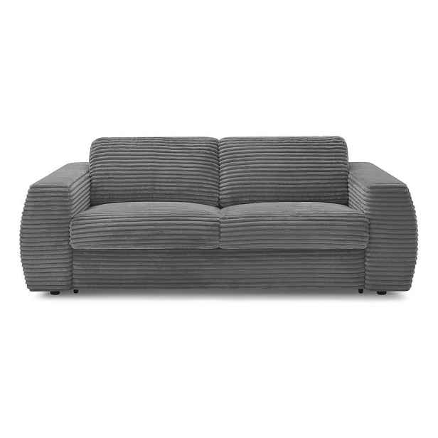 Tmavě šedá manšestrová pohovka na každodenní spaní/rozkládací 220 cm Hugo – Bobochic Paris