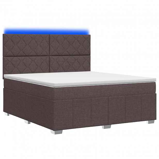 vidaXL LED rošt s matrací s LED pásky Tmavě hnědá 140 x 200 cm Textil