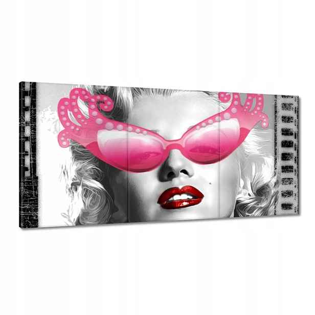Obrazy 120x60 Monroe růžové brýle