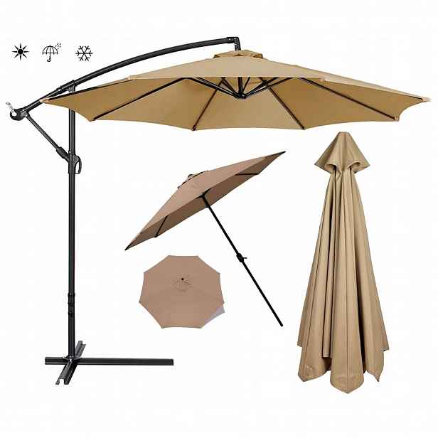 Potah Na Zahradní Slunečník 8 Ramen 300 CM Khaki, Vyměnitelný Potah