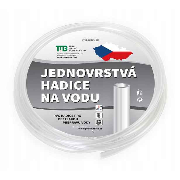 Průhledná jednovrstvá hadice 15x19 mm 20 m