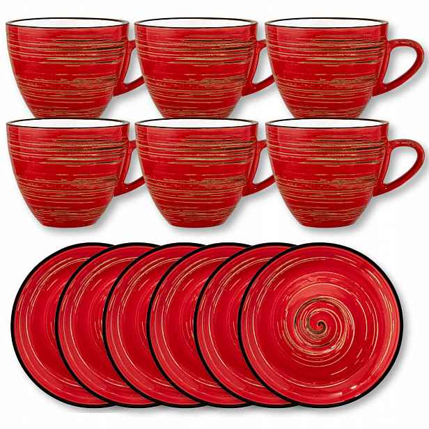 Sada 6 šálků s podšálkem na kávu červené Porcelán 110 ml Wilmax