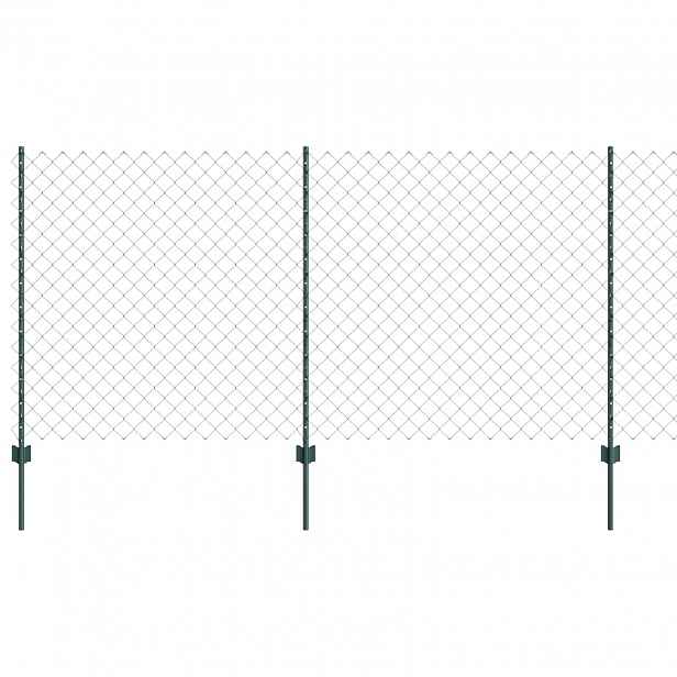 vidaXL Plot s řetězovým odkazem a sloupkem 25 x 1,2 m Zelená Síťovina