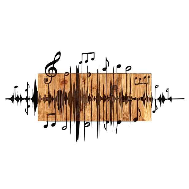 Wallity Nástěnná dřevěná dekorace MUSIC hnědá/černá