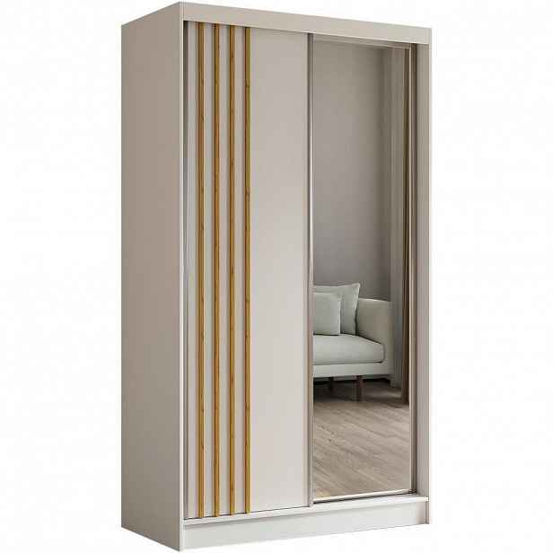 Beautysofa SKŘÍŇ s posuvnými dveřmi Nela 120/216/61 bílá se zásuvkami