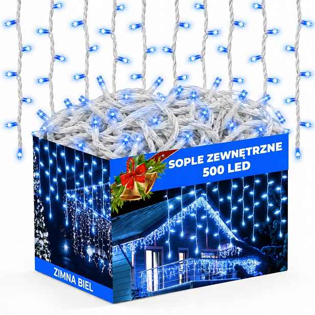 Sople Flash vánoční osvětlení na stromeček Led 500 modrá 21 m světelný závěs RS-510B