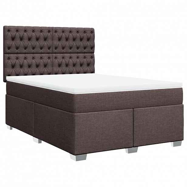 vidaXL Box spring postel s matrací tmavě hnědá 140x200 cm textil