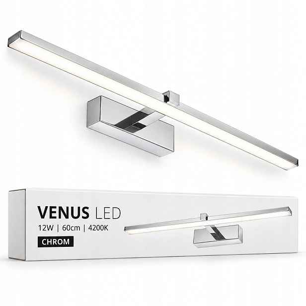 Koupelnová lampa Venus 12W 60 cm chrom 4200K Led nad zrcadlo nástěnné svítidlo