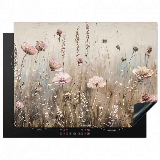 MuchoWow KRYT NA INDUKČNÍ DESKU Květiny - Béžová - Suché květiny 71x52 cm