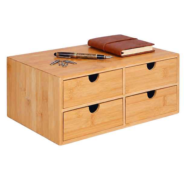 Relaxdays ORGANIZÉR Přírodní bambus se zásuvkami 14x33x21 cm