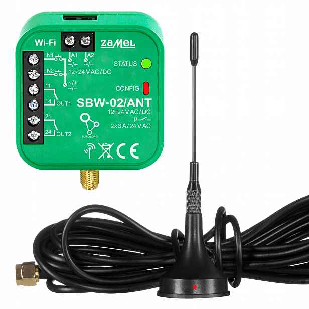 Supla Ovladač 2x Brána Furtka WiFi s externí anténou Zamel SBW-02/ANT