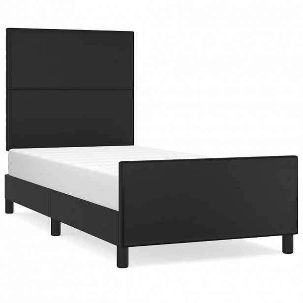 vidaXL Rám postele s čelem černý 90x190 cm umělá kůže