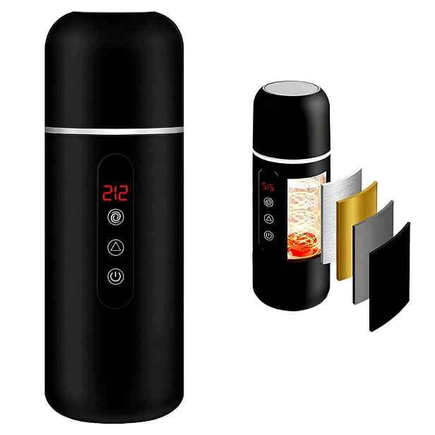 Termoska Na Ohřívání Auta 12V/24V, Univerzální, Černá, 420 ML