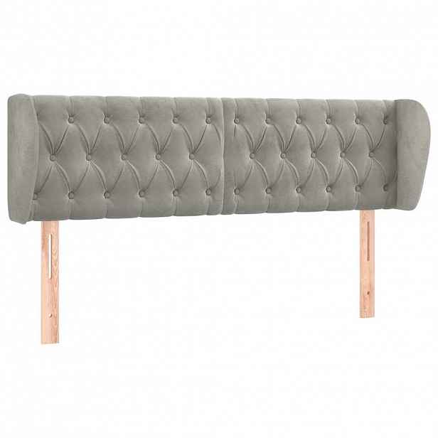 vidaXL Čelo postele typu ušák světle šedé 163x23x78/88 cm samet