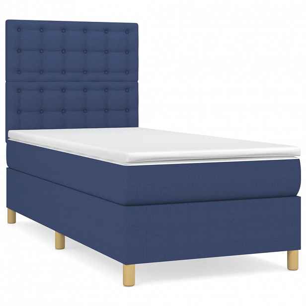vidaXL Box spring postel s matrací modrá 80x200 cm textil